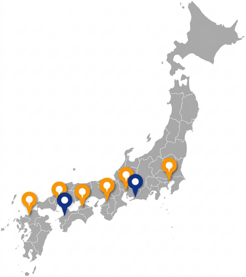 営業所の場所を表した地図